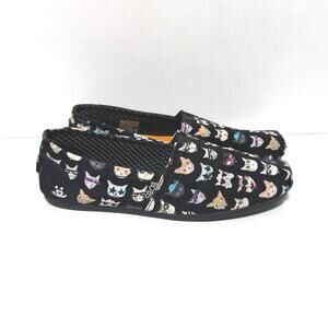 BOBS Skechers Kitty Cat Slip-On Casual Sneakers Size 7.5  Black Cat Print
